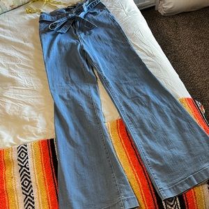 Women’s Flying Tomato Jealous Tomato High Rise Flare Jeans with Tie Front